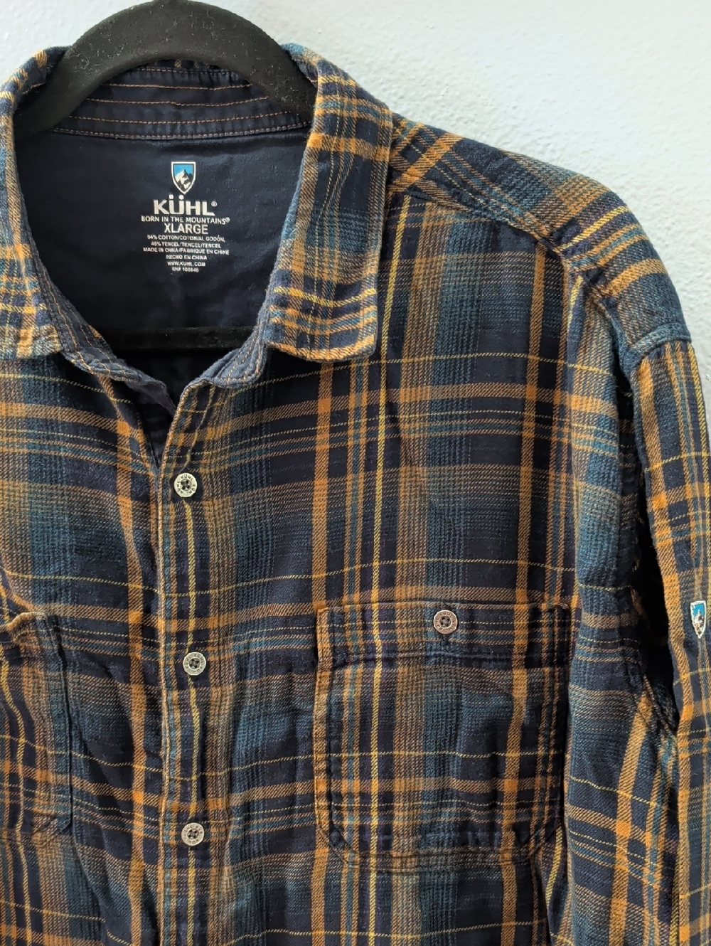 KÜHL Plaid Button-Up Flannel Shirt in Black and Tan - Picture 2 of 9